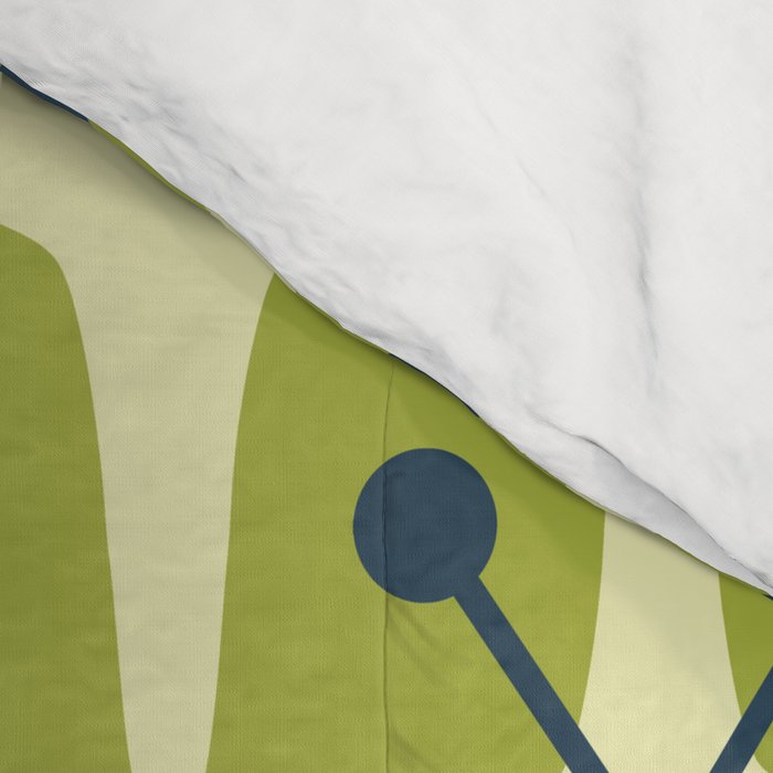 Mid Century Modern Atomic Starburst Pattern 541 Green Comforter Gallery Image 4