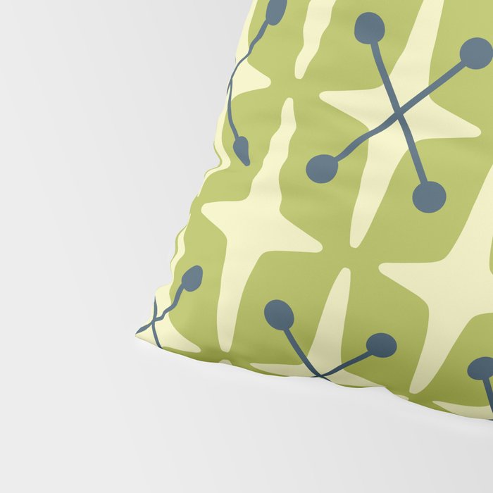 Mid Century Modern Atomic Starburst Pattern 541 Green Pillow Sham Gallery Image 4