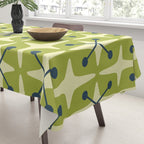 Mid Century Modern Atomic Starburst Pattern 541 Green Tablecloth Gallery Image 3