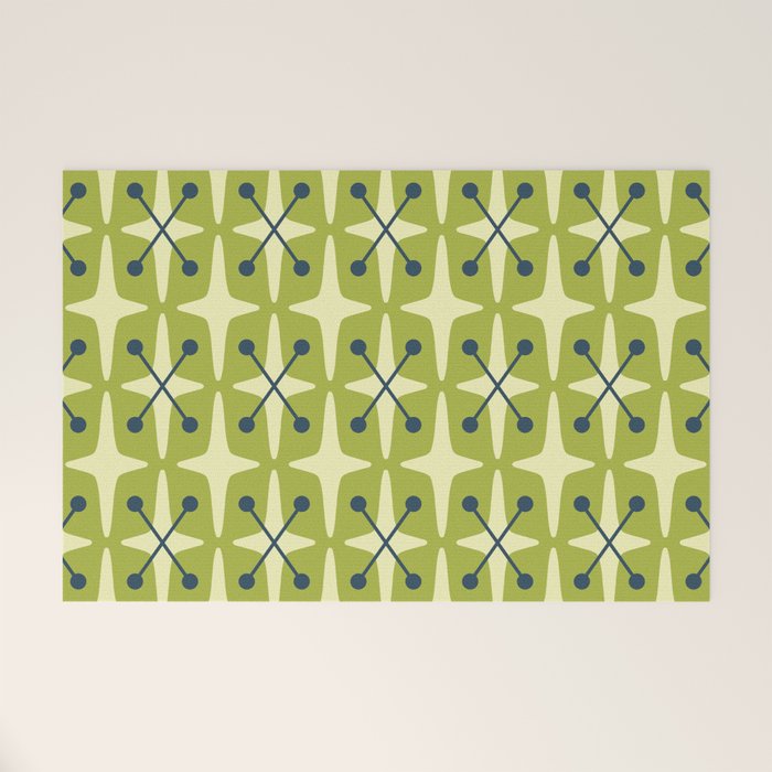 Mid Century Modern Atomic Starburst Pattern 541 Green Welcome Mat Gallery Image 1