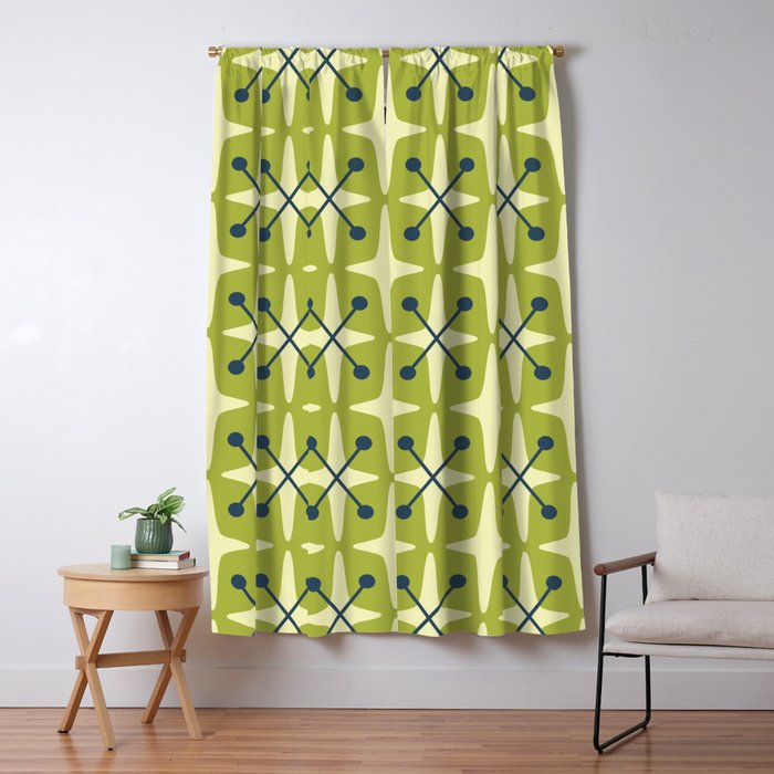 Mid Century Modern Atomic Starburst Pattern 541 Green Window Curtain Gallery Image 5