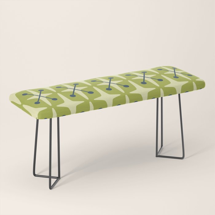 Mid Century Modern Atomic Starburst Pattern 541 Green Bench Gallery Image 1