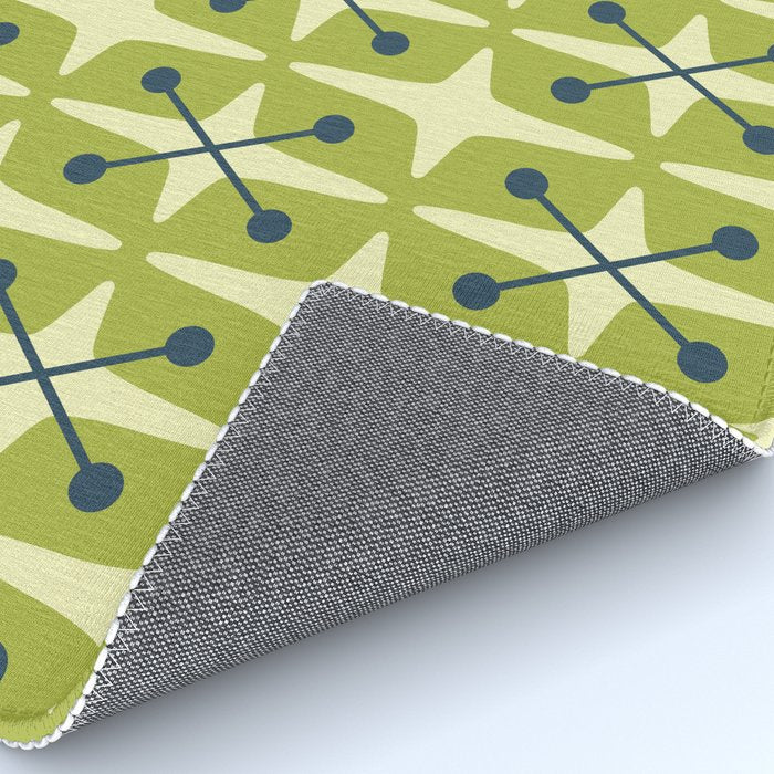 Mid Century Modern Atomic Starburst Pattern 541 Green Rug Gallery Image 4