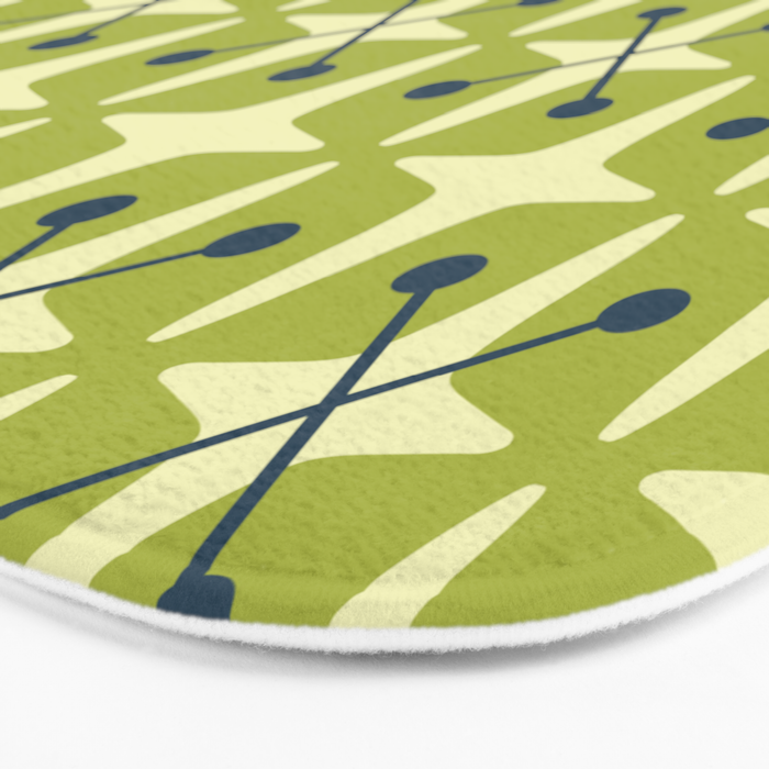 Mid Century Modern Atomic Starburst Pattern 541 Green Bath Mat Gallery Image 3