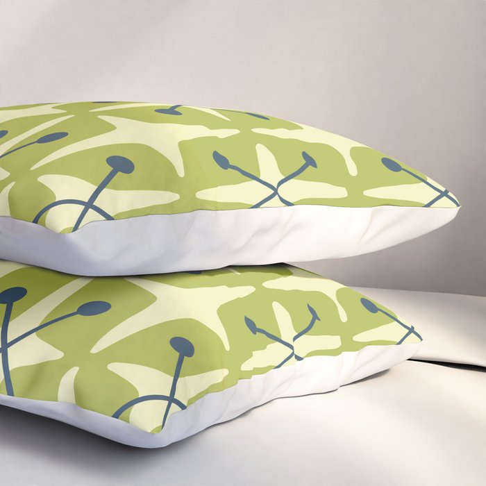 Mid Century Modern Atomic Starburst Pattern 541 Green Pillow Sham Gallery Image 3