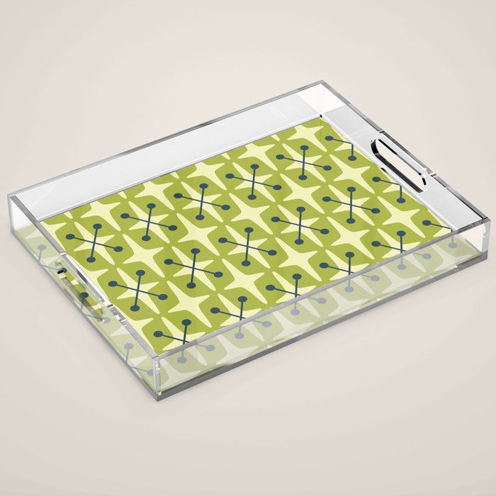 Mid Century Modern Atomic Starburst Pattern 541 Green Acrylic Tray Gallery Image 1