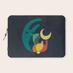 Rabbit and crescent moon Laptop Sleeve Gallery Image 1