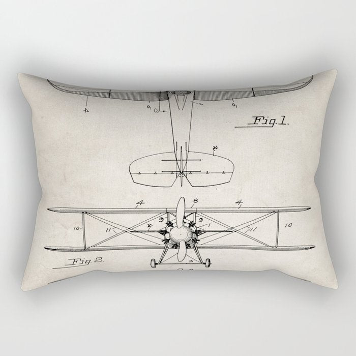 Biplane Patent - Aviation Art - Antique Rectangular Pillow Gallery Image 2
