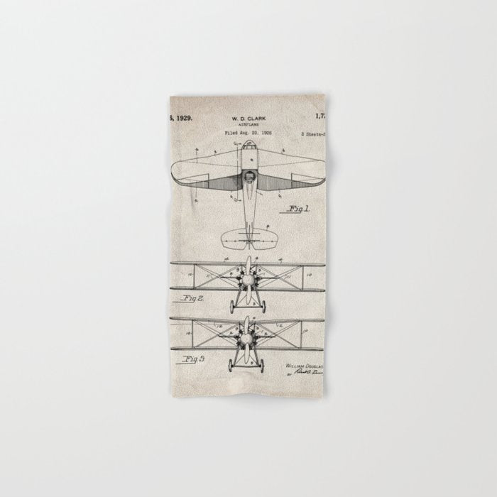 Biplane Patent - Aviation Art - Antique Towels Gallery Image 1