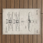 Biplane Patent - Aviation Art - Antique Outdoor Rug Gallery Image 1