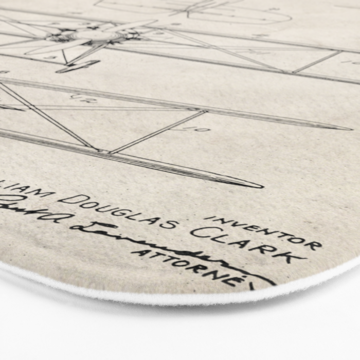 Biplane Patent - Aviation Art - Antique Bath Mat Gallery Image 3