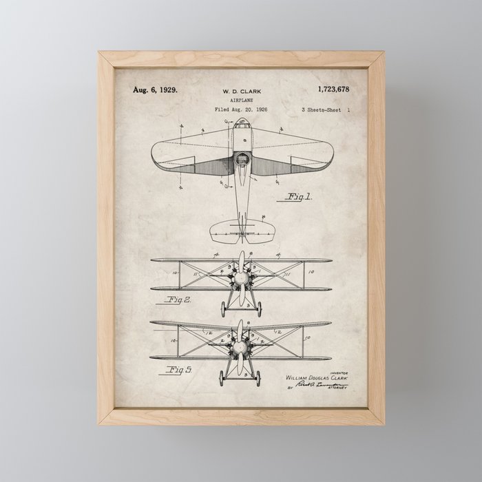 Biplane Patent - Aviation Art - Antique Mini Art Print Gallery Image 1