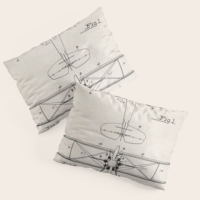 Biplane Patent - Aviation Art - Antique Pillow Sham Gallery Image 3
