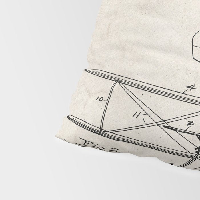 Biplane Patent - Aviation Art - Antique Pillow Sham Gallery Image 4