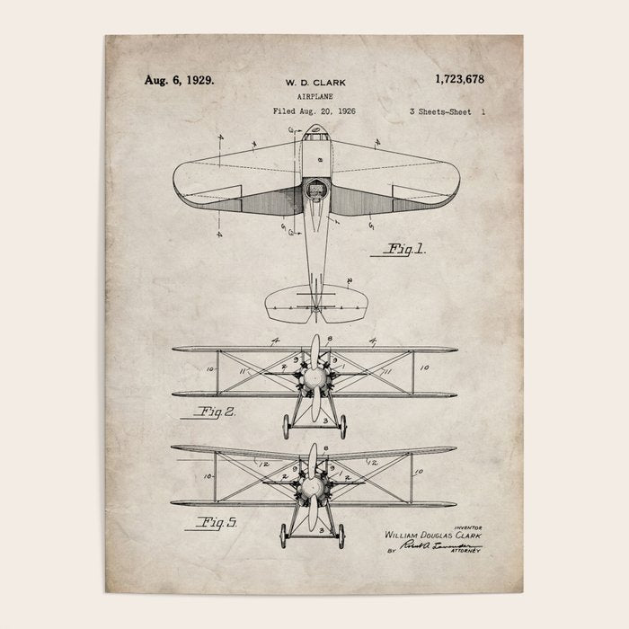 Biplane Patent - Aviation Art - Antique Poster Gallery Image 1