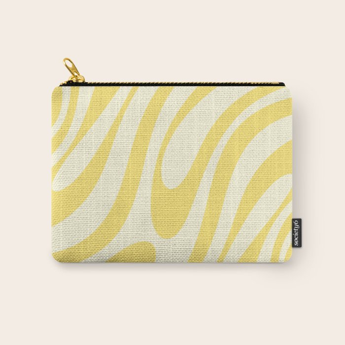 Wavy Loops Retro Abstract Pattern in Yellow Carry All Pouch Gallery Image 1