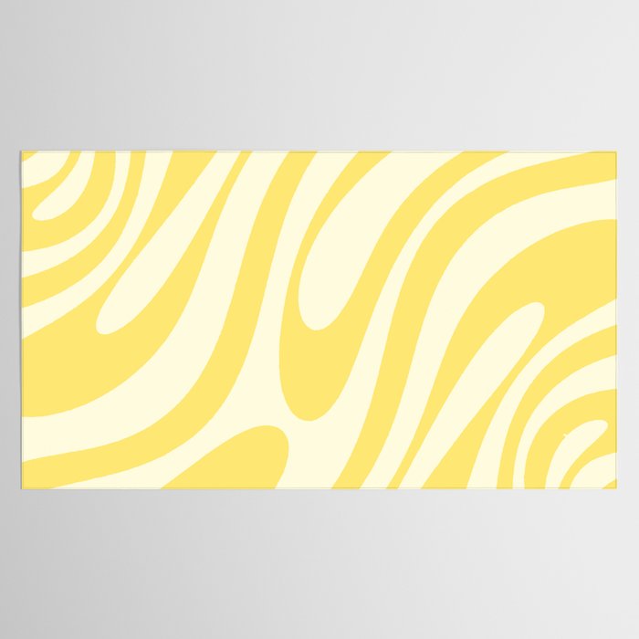 Wavy Loops Retro Abstract Pattern in Yellow Tablecloth Gallery Image 2