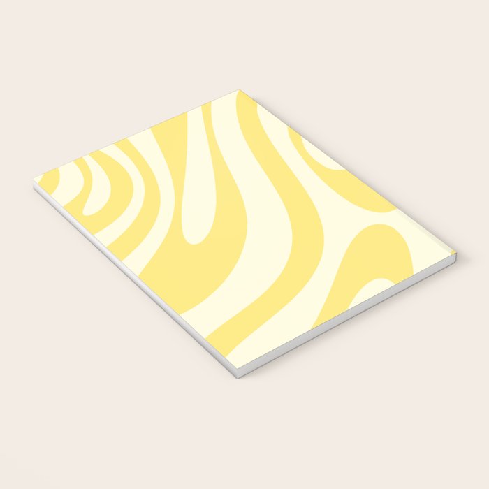 Wavy Loops Retro Abstract Pattern in Yellow Notebook Gallery Image 3