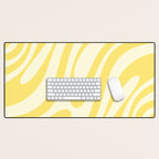 Wavy Loops Retro Abstract Pattern in Yellow Desk Mat Gallery Image 1