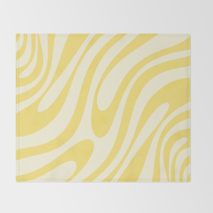 Wavy Loops Retro Abstract Pattern in Yellow Throw Blanket Gallery Image 2