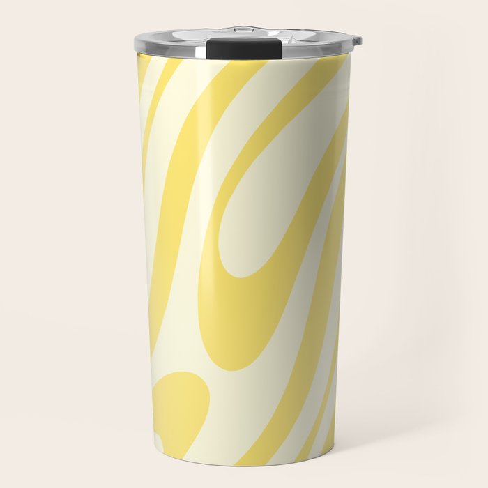 Wavy Loops Retro Abstract Pattern in Yellow Travel Mug Gallery Image 1