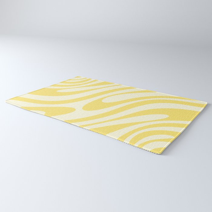 Wavy Loops Retro Abstract Pattern in Yellow Rug Gallery Image 3