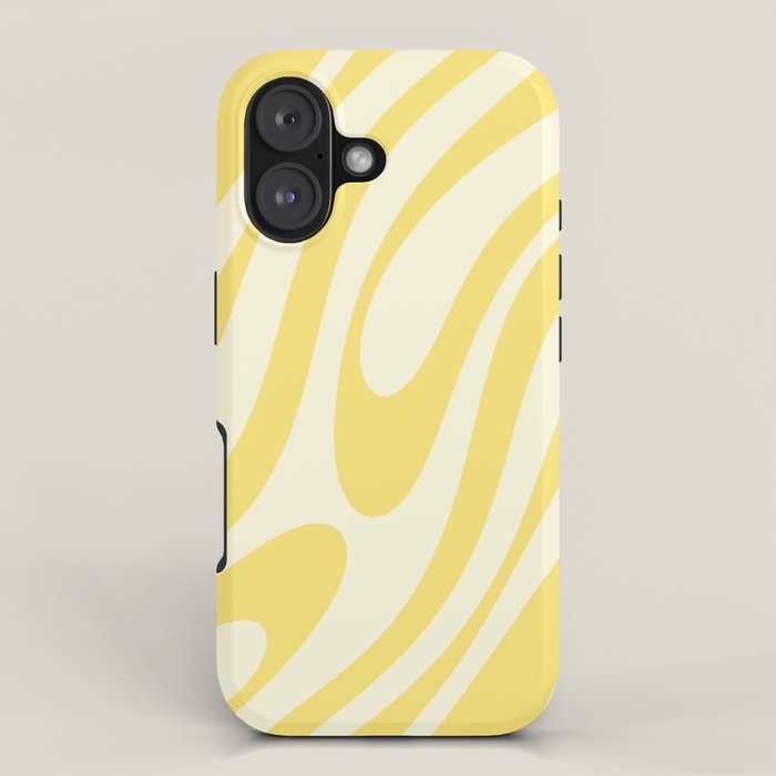Wavy Loops Retro Abstract Pattern in Yellow iPhone Case Gallery Image 1