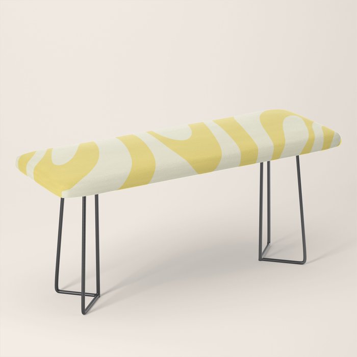 Wavy Loops Retro Abstract Pattern in Yellow Bench Gallery Image 1