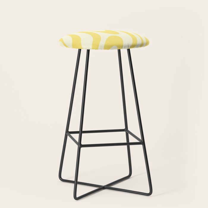 Wavy Loops Retro Abstract Pattern in Yellow Stool Gallery Image 1