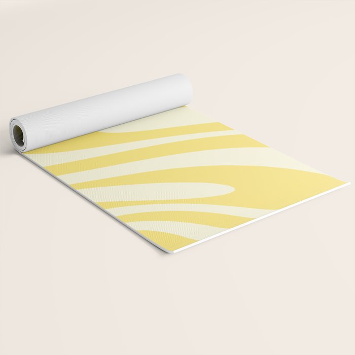 Wavy Loops Retro Abstract Pattern in Yellow Yoga Mat Gallery Image 2