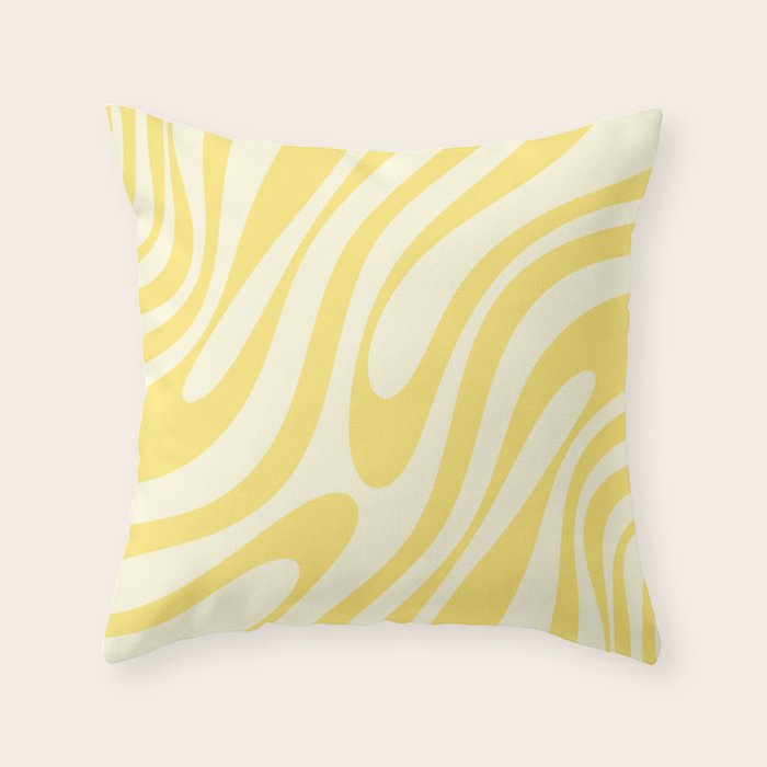 Wavy Loops Retro Abstract Pattern in Yellow Throw Pillow Gallery Image 6