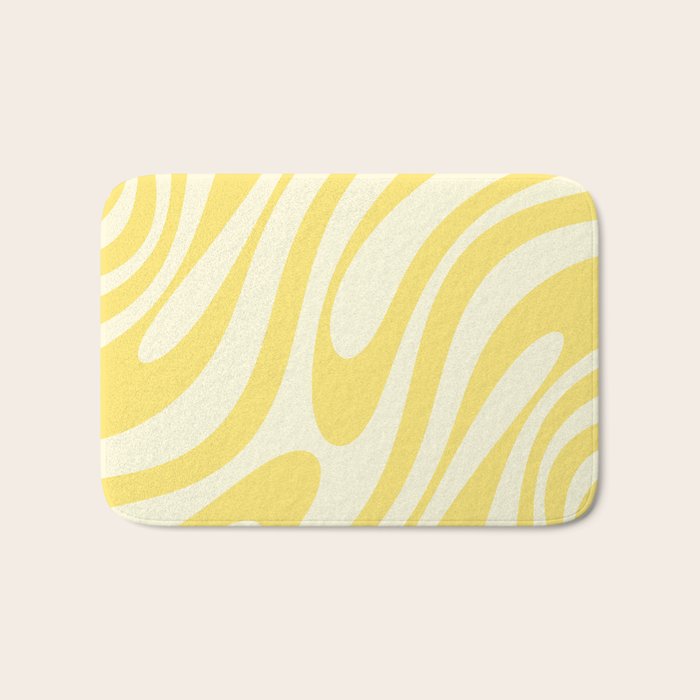 Wavy Loops Retro Abstract Pattern in Yellow Bath Mat Gallery Image 1