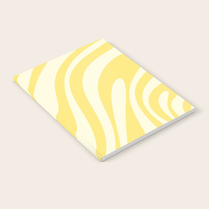 Wavy Loops Retro Abstract Pattern in Yellow Notebook Gallery Image 2