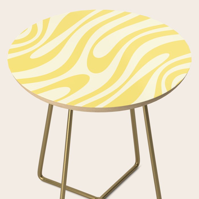 Wavy Loops Retro Abstract Pattern in Yellow Side Table Gallery Image 2