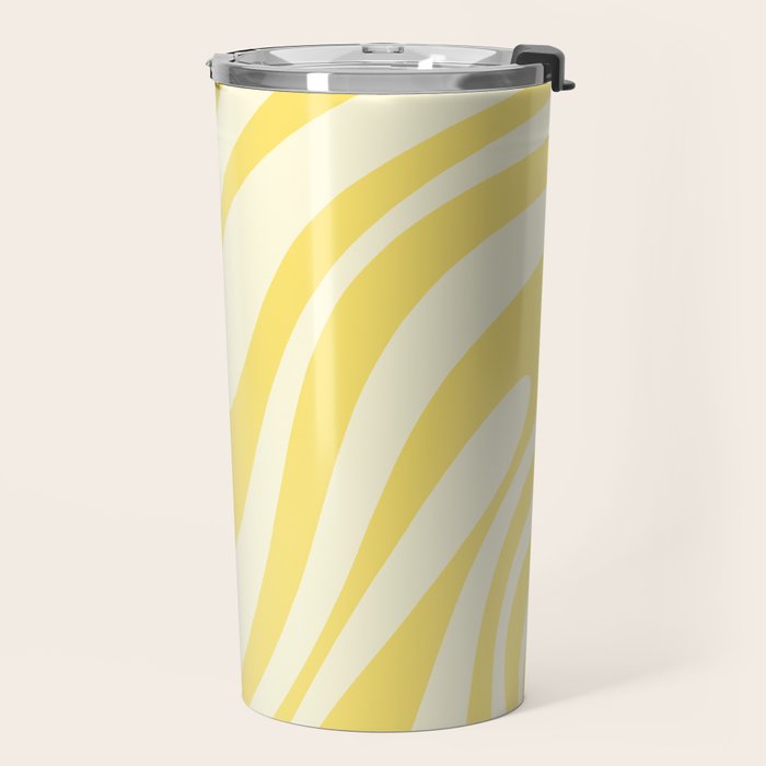 Wavy Loops Retro Abstract Pattern in Yellow Travel Mug Gallery Image 2