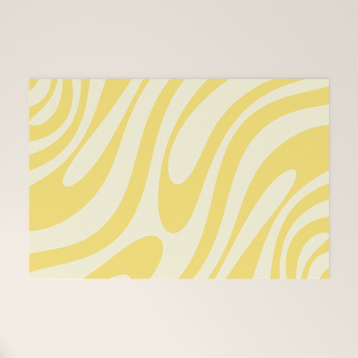 Wavy Loops Retro Abstract Pattern in Yellow Welcome Mat Gallery Image 1