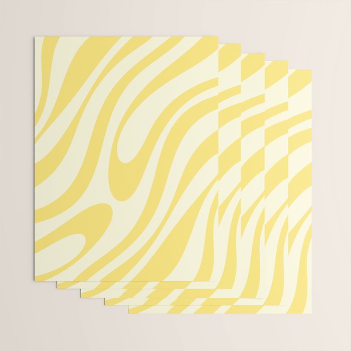 Wavy Loops Retro Abstract Pattern in Yellow Wrapping Paper Gallery Image 3