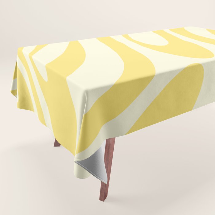 Wavy Loops Retro Abstract Pattern in Yellow Tablecloth Gallery Image 1