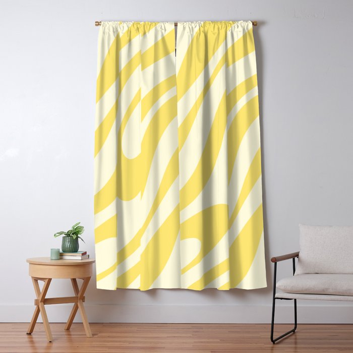 Wavy Loops Retro Abstract Pattern in Yellow Window Curtain Gallery Image 5