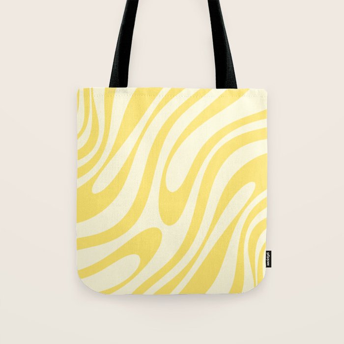 Wavy Loops Retro Abstract Pattern in Yellow Tote Bag Gallery Image 1