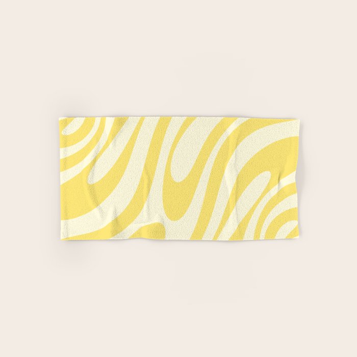 Wavy Loops Retro Abstract Pattern in Yellow Bath Towel Gallery Image 1