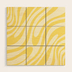 Wavy Loops Retro Abstract Pattern in Yellow Wood Wall Art Gallery Image 1
