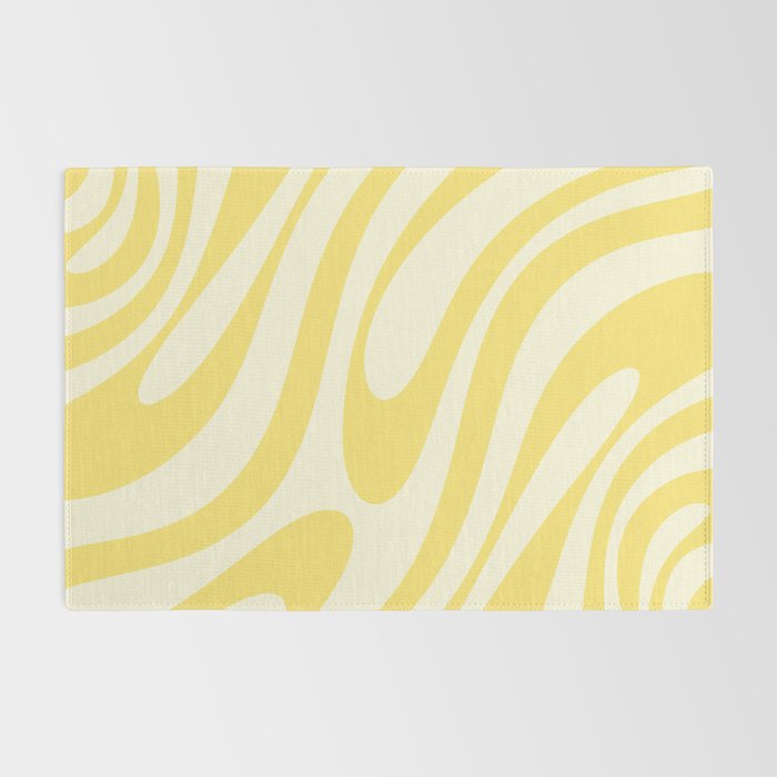 Wavy Loops Retro Abstract Pattern in Yellow Rug Gallery Image 2