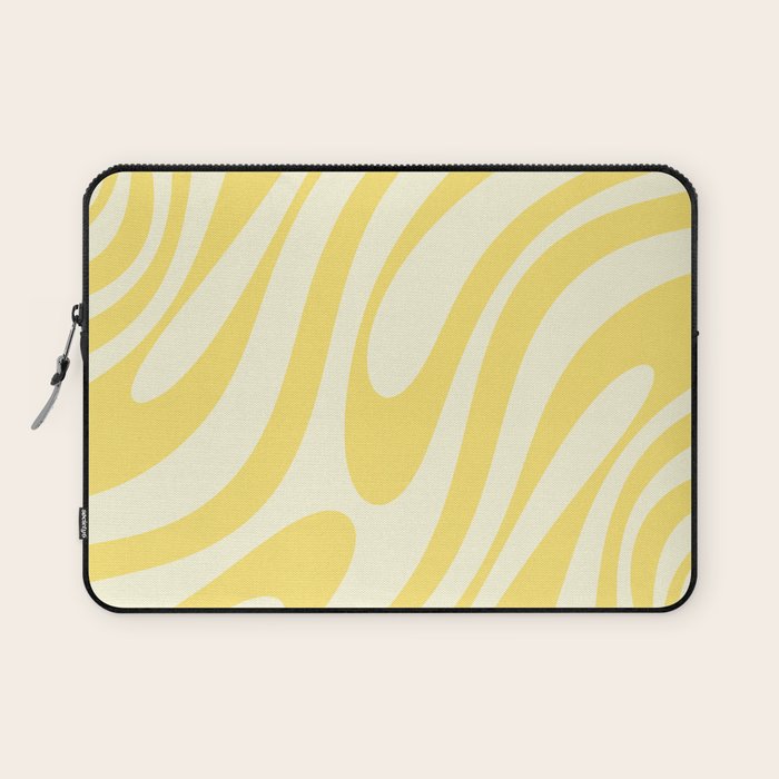 Wavy Loops Retro Abstract Pattern in Yellow Laptop Sleeve Gallery Image 1