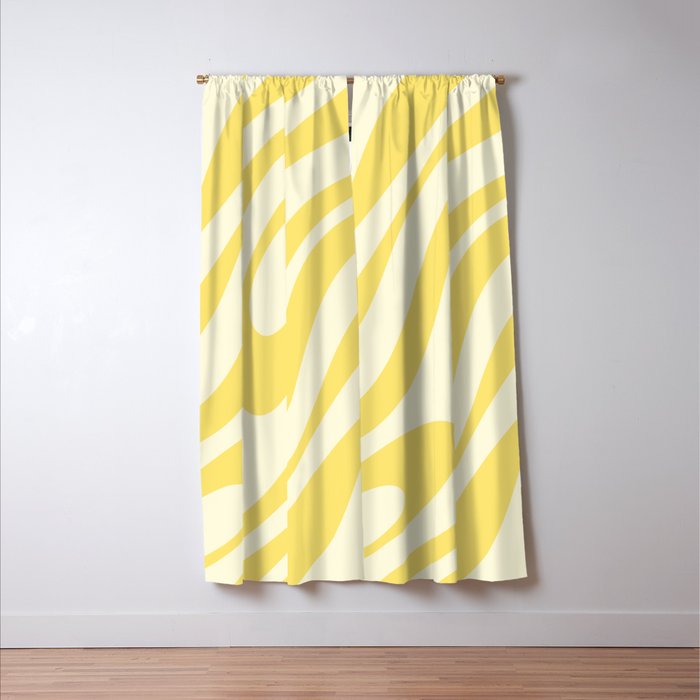 Wavy Loops Retro Abstract Pattern in Yellow Window Curtain Gallery Image 3