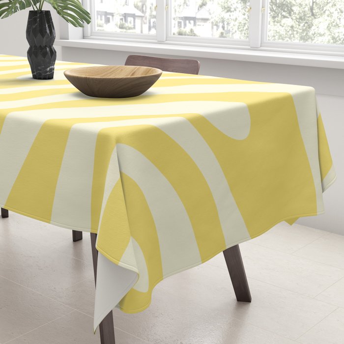Wavy Loops Retro Abstract Pattern in Yellow Tablecloth Gallery Image 3