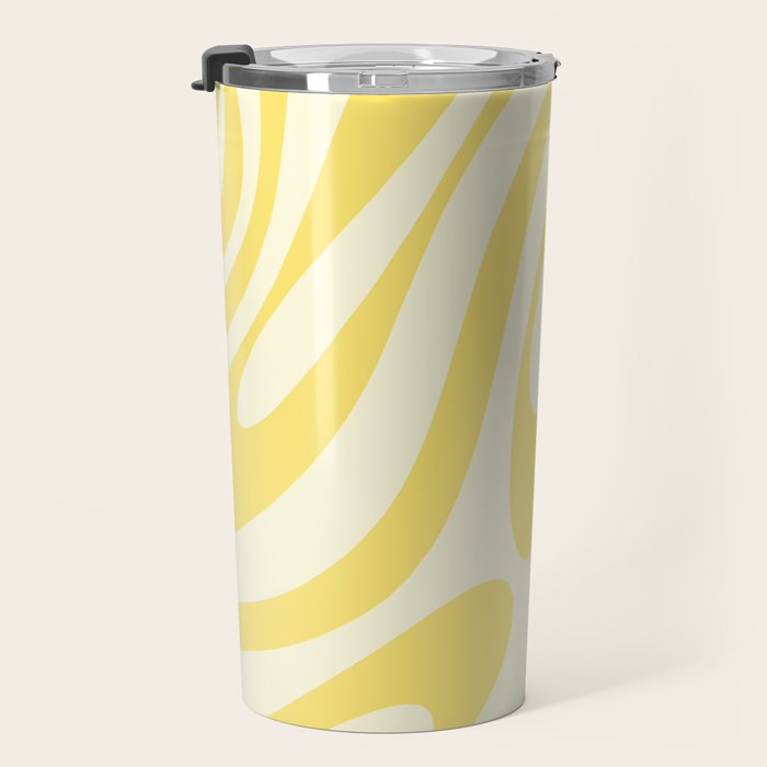 Wavy Loops Retro Abstract Pattern in Yellow Travel Mug Gallery Image 3