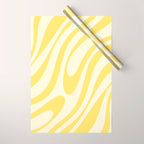 Wavy Loops Retro Abstract Pattern in Yellow Wrapping Paper Gallery Image 1