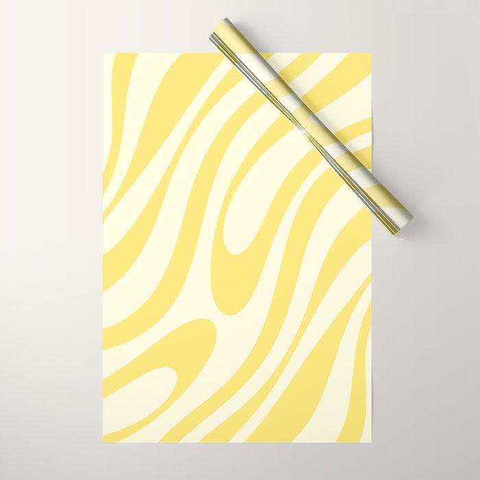 Wavy Loops Retro Abstract Pattern in Yellow Wrapping Paper Gallery Image 1