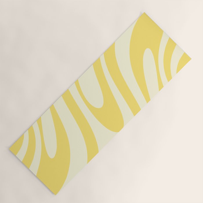 Wavy Loops Retro Abstract Pattern in Yellow Yoga Mat Gallery Image 1